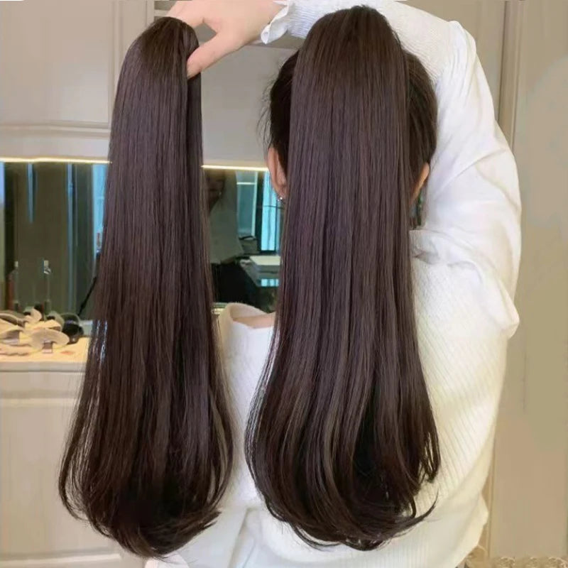 Straight Clip-In Ponytail Extension for Voluminous Hair - 1