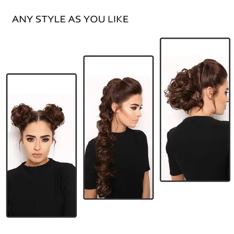 Messy Wavy Hair Bun Scrunchie for Instant Voluminous Updo Hairstyles - 4