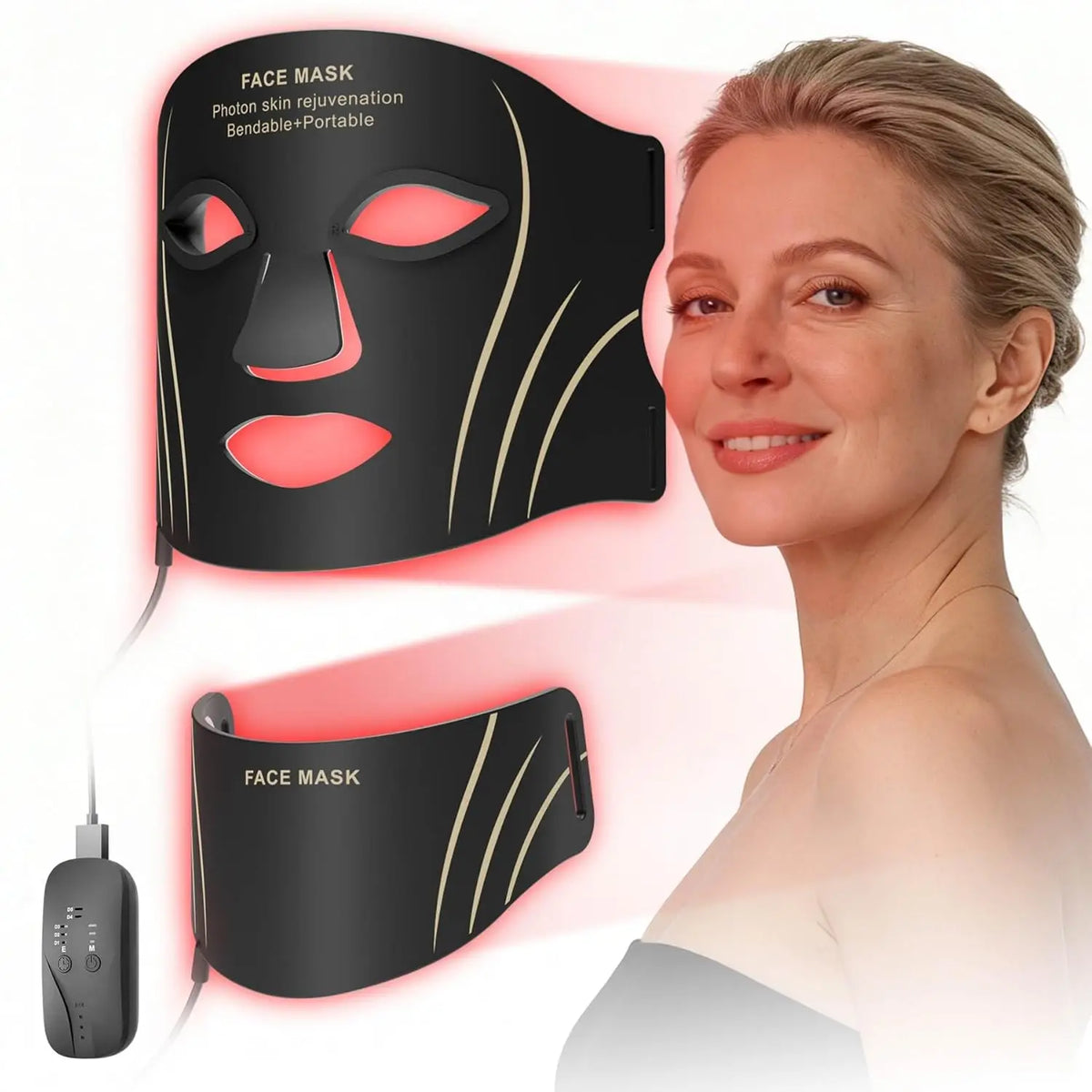 7-Color LED Light Therapy Face and Neck Mask for Skin Rejuvenation