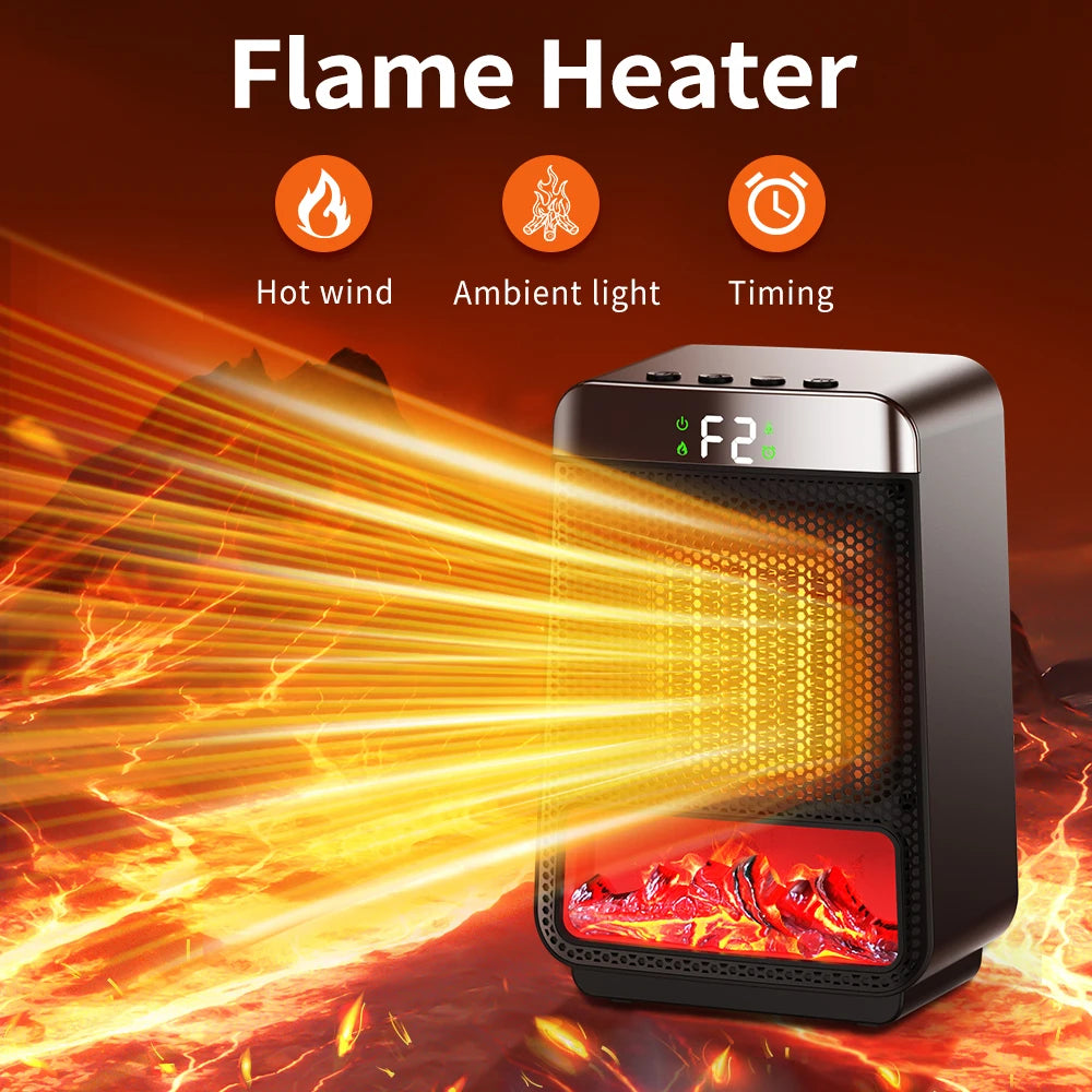 Portable Electric Ceramic Space Heater with Digital Display and Timer - 8