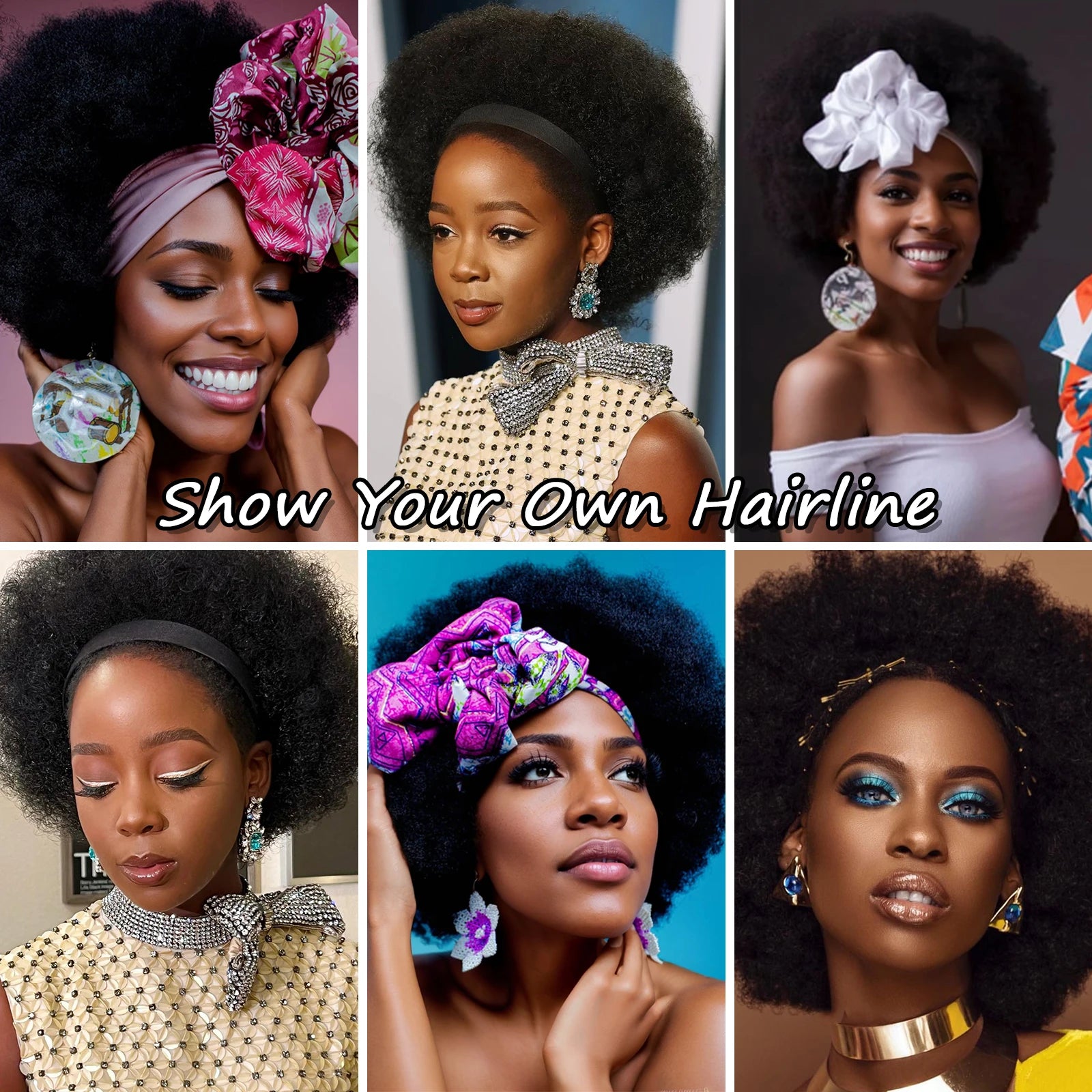 Short Kinky Curly Afro Puff Headband Wig for Daily Use - 5