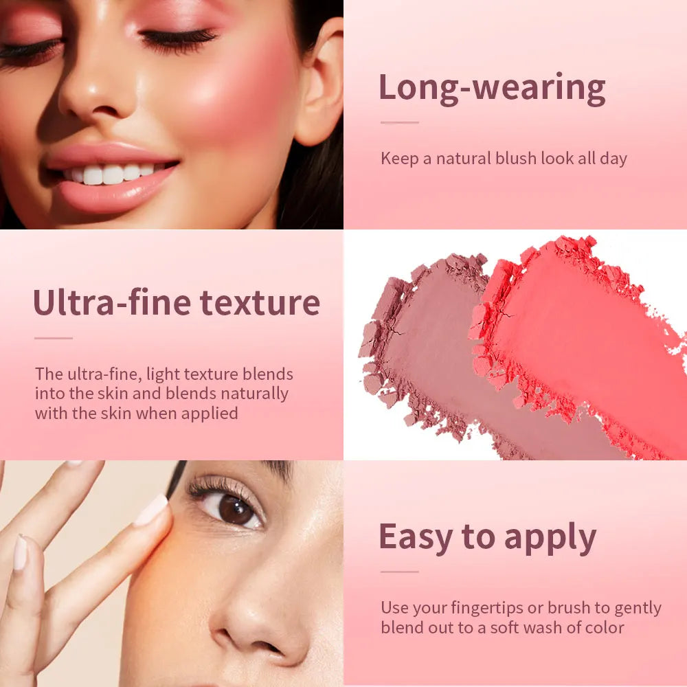 Matte Embossed Blush Palette with Brush for Natural Long Lasting Glow