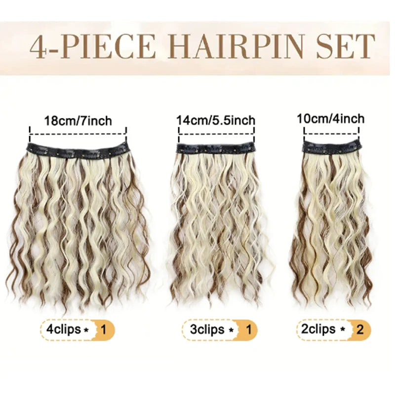 12-Inch Wavy Curly Clip-In Hair Extensions Set - 5