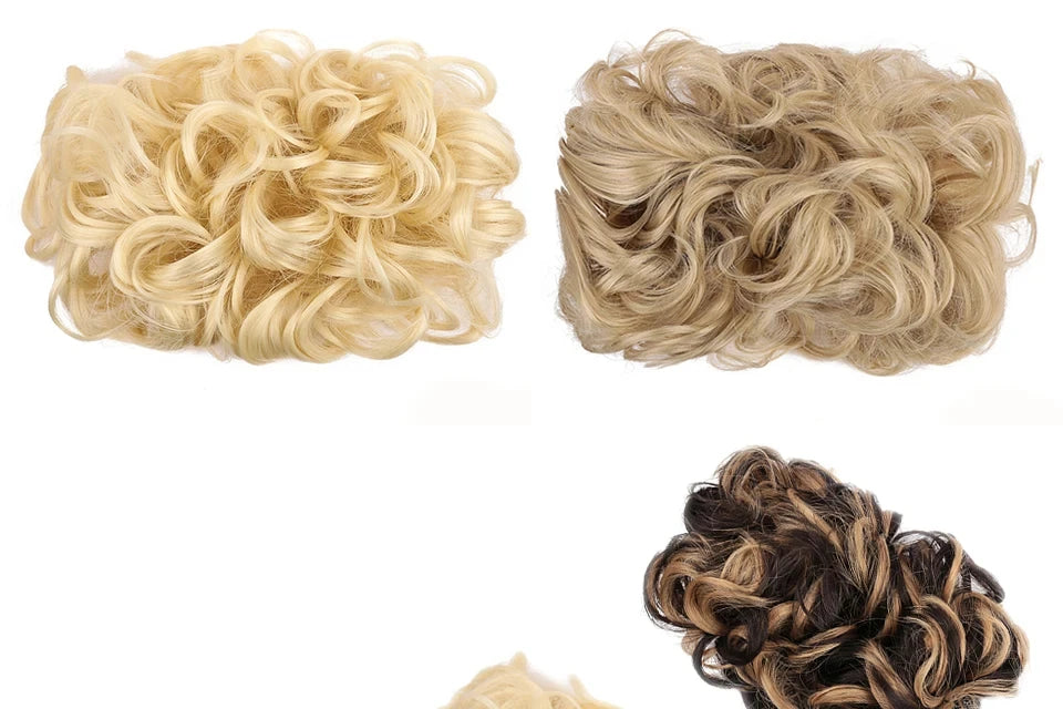 Messy Curly Hair Bun Scrunchie for Instant Elegant Updo Hairstyles