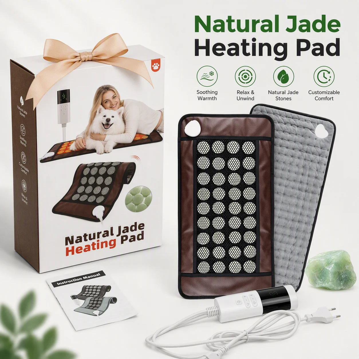 Natural Jade Stone Heating Pad for Back Pain and Muscle Relief - 1