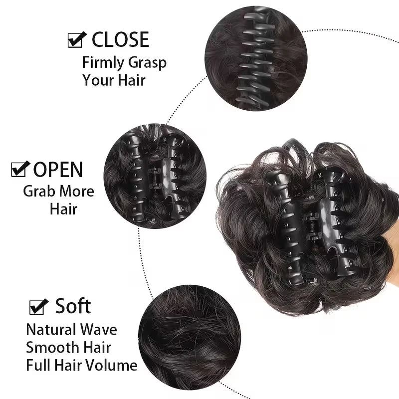 Messy Curly Claw Clip Bun Hair Extension for Women - 9
