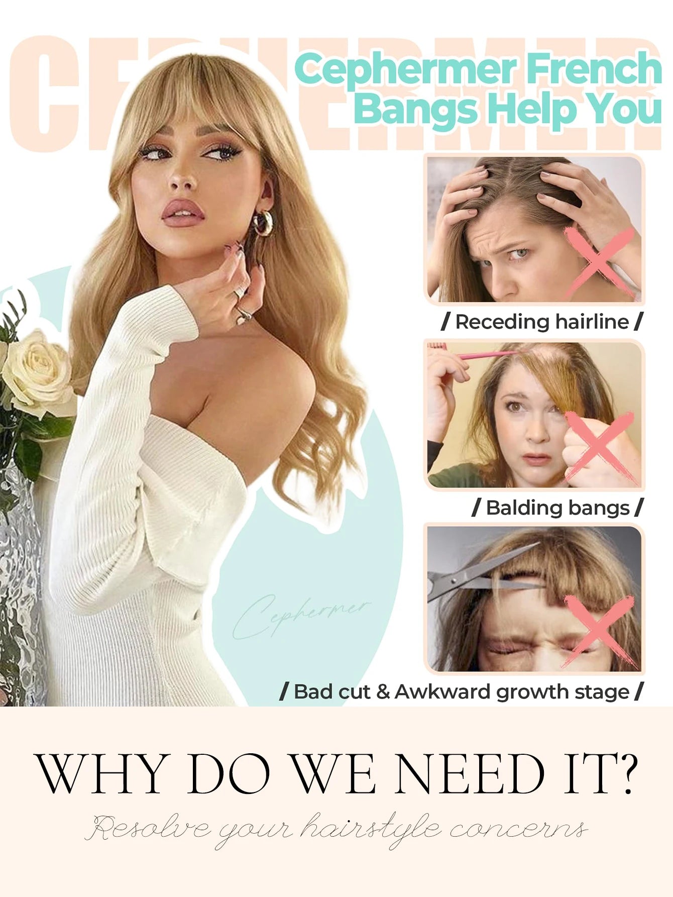 Clip-In Synthetic Hair Bangs with Temples - 2