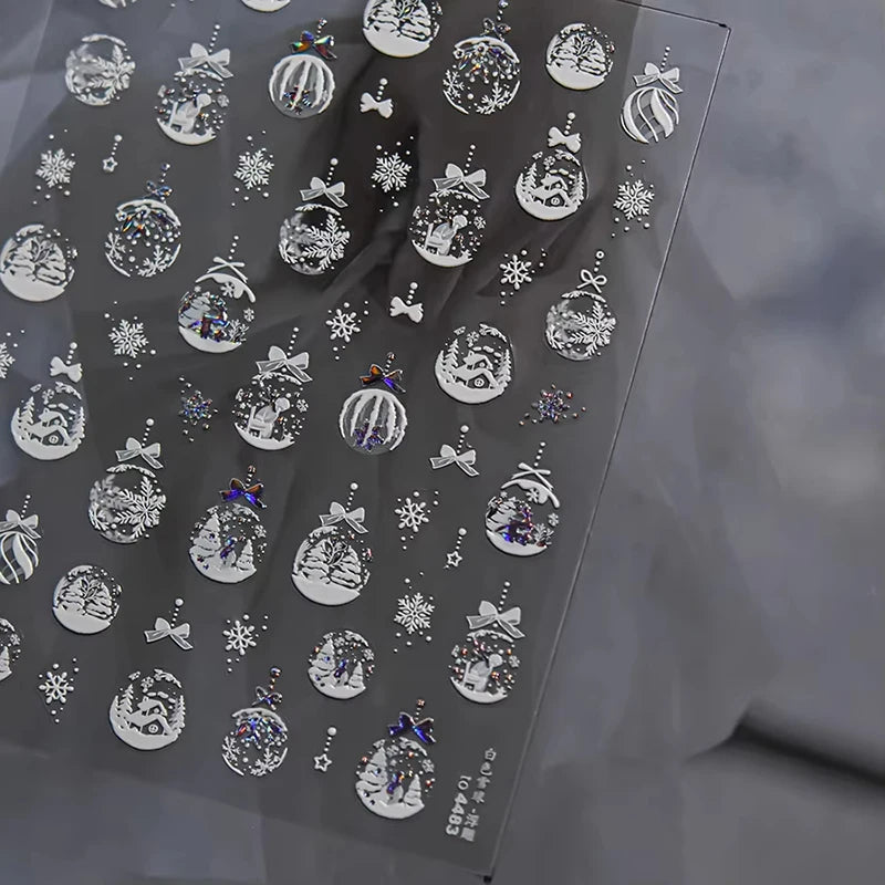 Festive 3D Christmas Nail Art Stickers for Holiday Manicure Decorations - 29