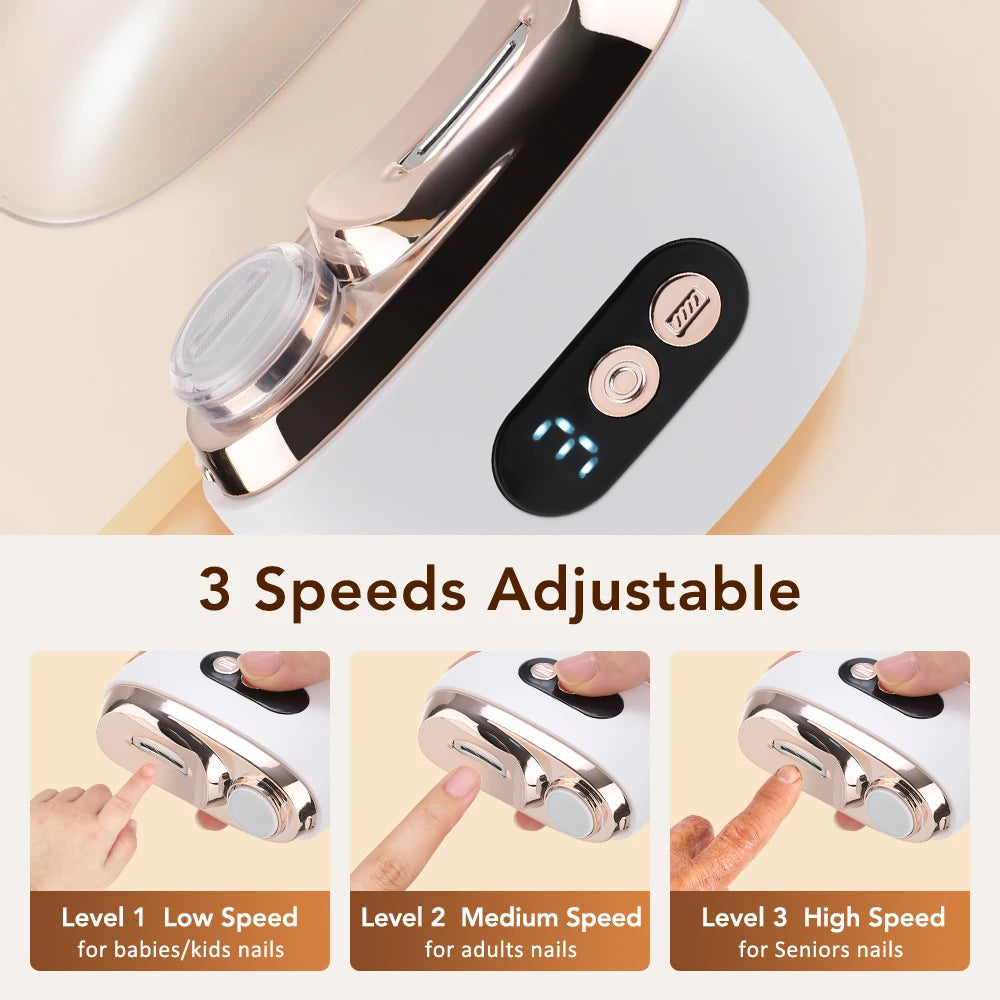 Electric Nail Trimmer and Polisher with LED Light for Baby and Adults - 3