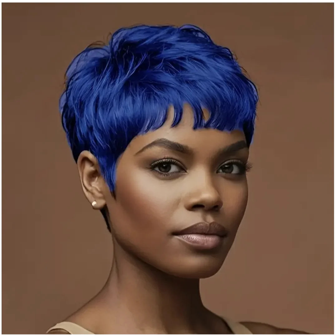 Short Curly Pixie Cut Wig with Bangs for Daily Wear - 6