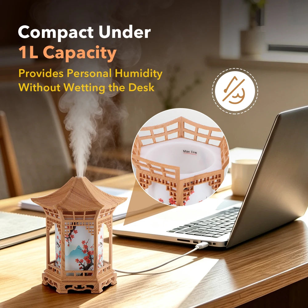 Oriental Pavilion Desktop Humidifier and Soothing Night Light Decor - 4