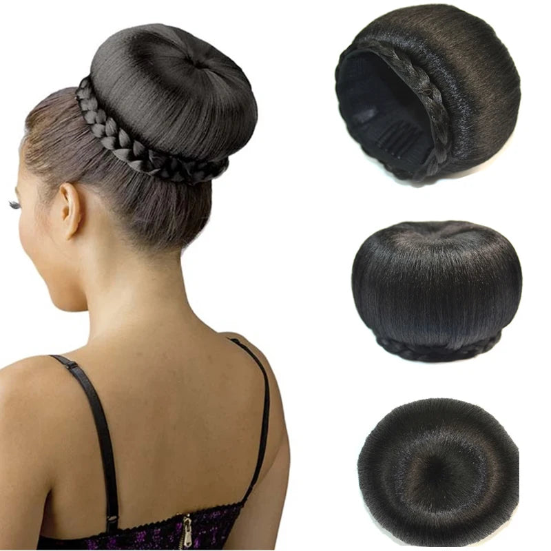 Heat Resistant Braided Donut Chignon Hair Extension for Women - 1