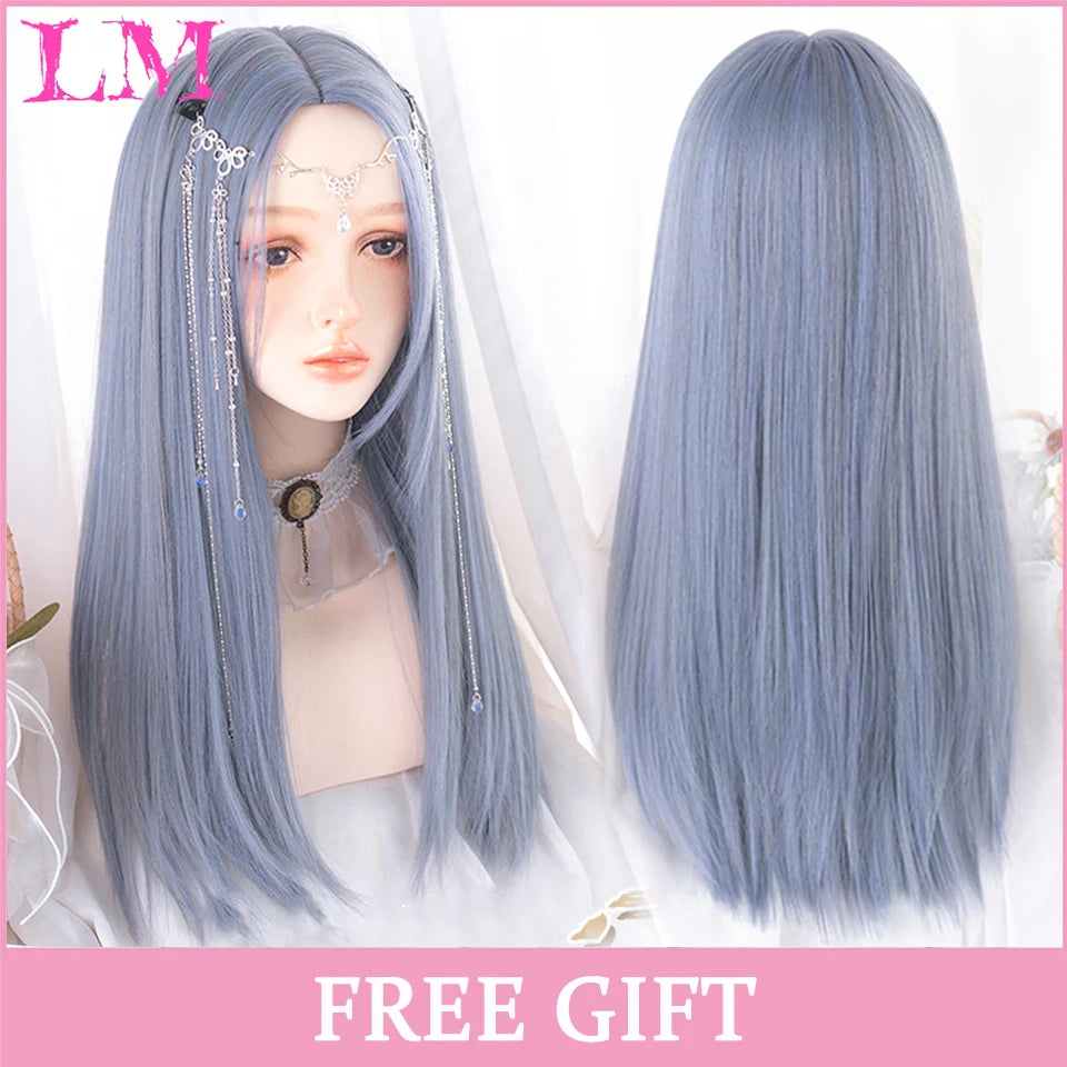 24-Inch Long Pink Cosplay Wig for Costumes - 34