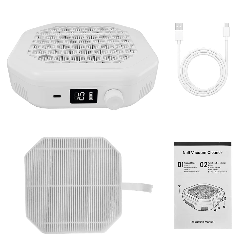 Rechargeable Cordless Nail Dust Collector for Clean Manicure Workstations