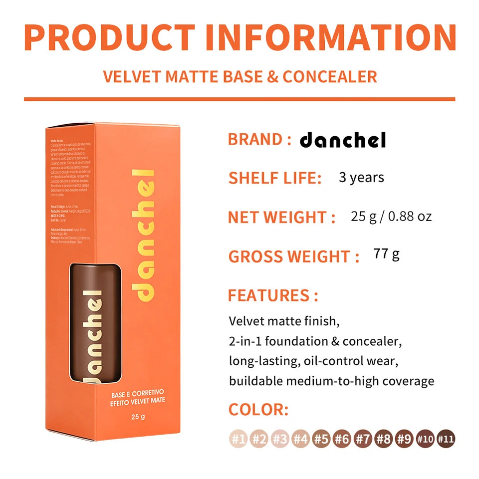 2-in-1 Liquid Foundation and Concealer for Flawless Velvet Matte Finish
