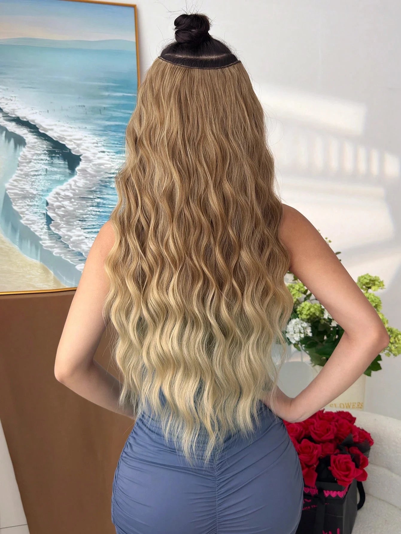 24-Inch V-Shaped Wavy Clip-In Hair Extensions for Instant Volume - 3
