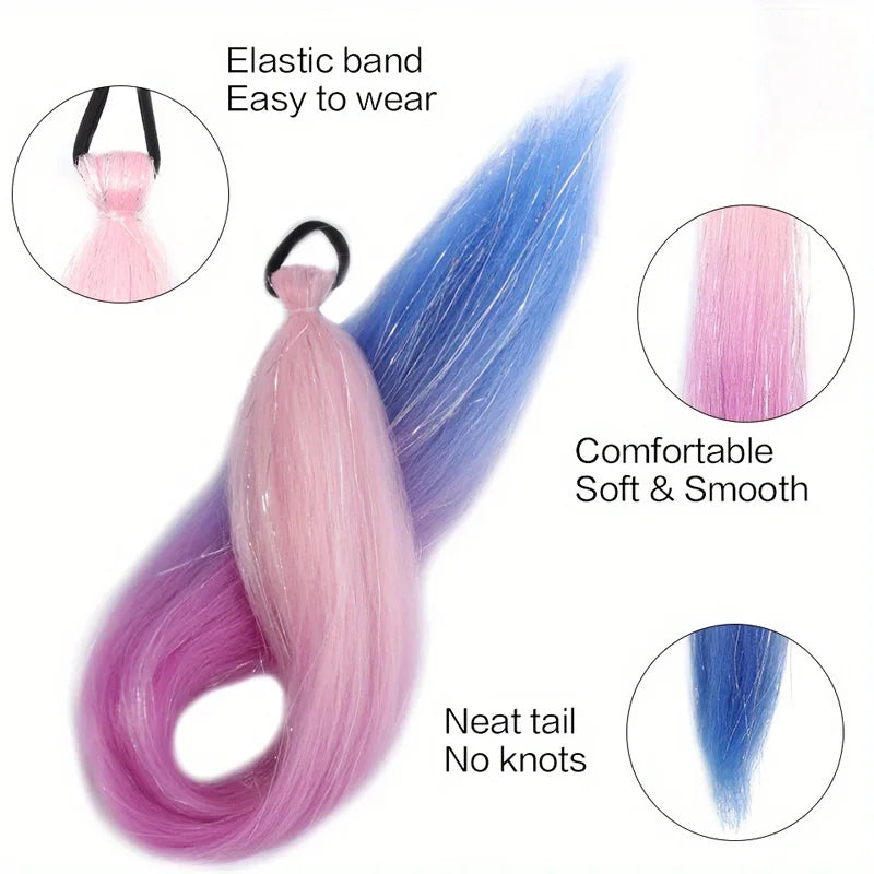 26 Inch Synthetic Braided Hair Extensions with Elastic Band
