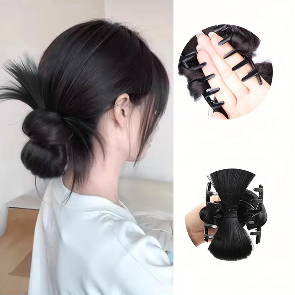 Fluffy Claw Clip Messy Bun Hair Extension for Daily Style - 2