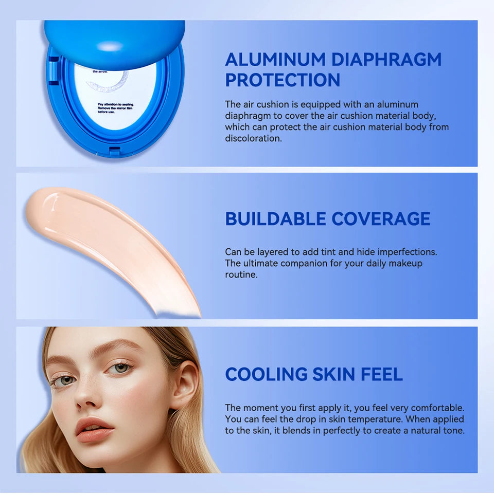 Long-Lasting Cushion Foundation with Sun Protection and Semi-Matte Finish