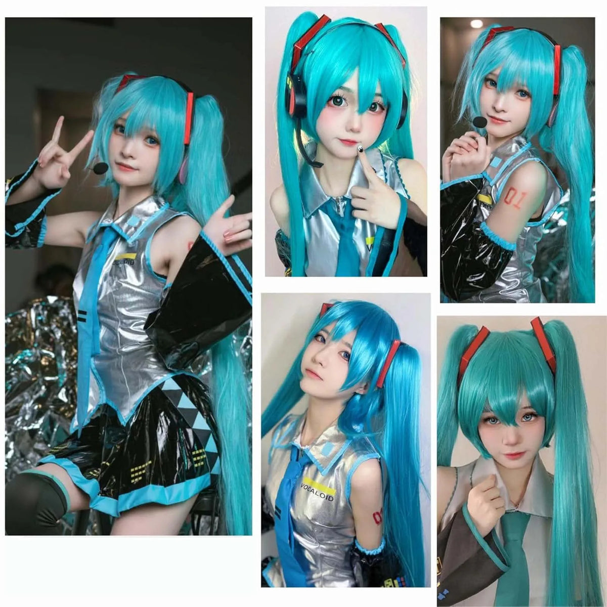 Long Green Double Ponytail Cosplay Wig for Anime Character Costumes