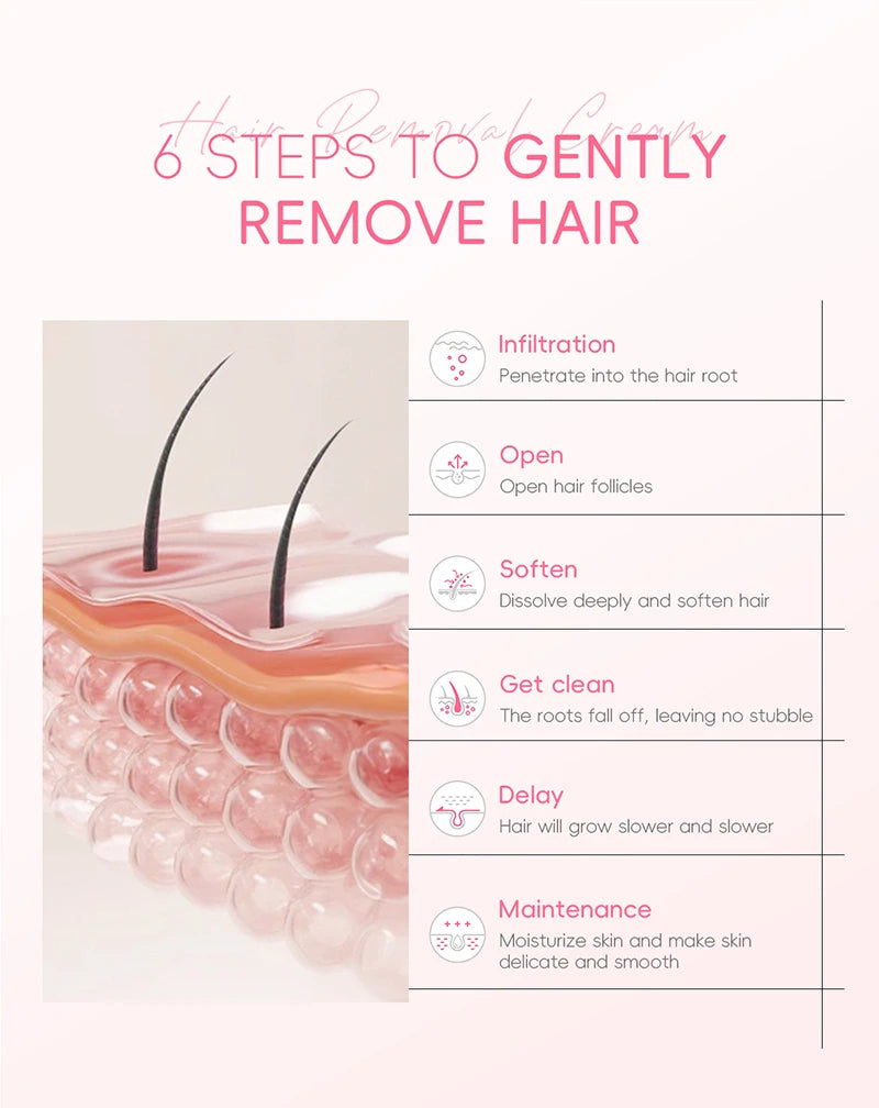 Painless Gentle Hair Removal Cream for Face and Body - 10