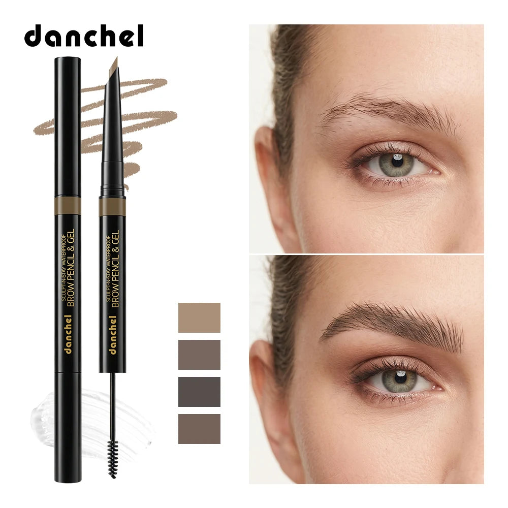 2-in-1 Waterproof Eyebrow Pencil and Gel for Natural Smudge-Proof Brows