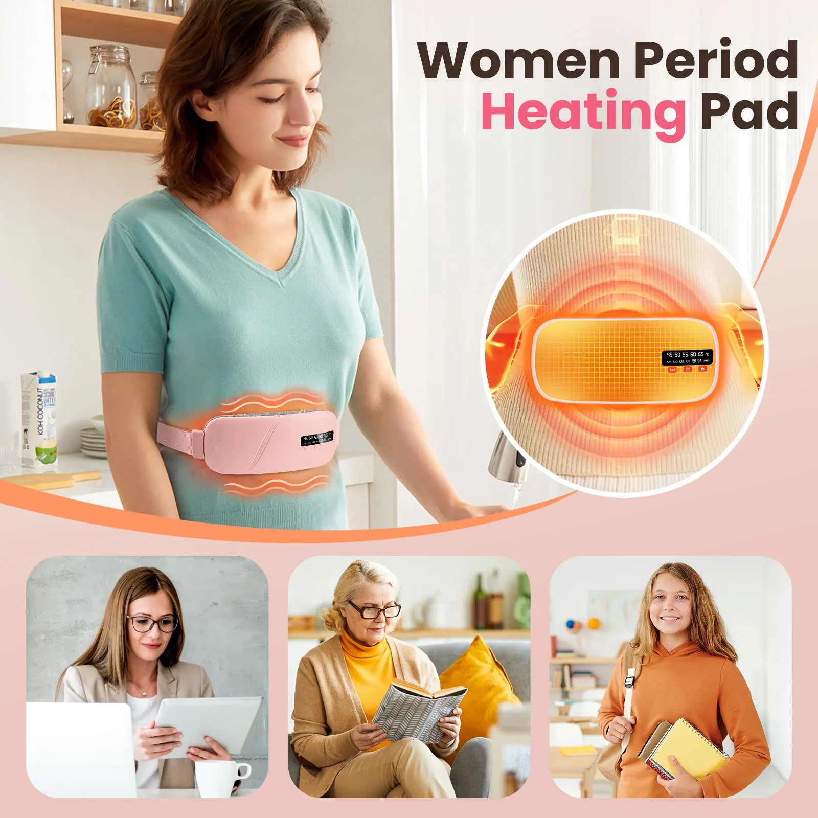 Portable Cordless Heating Pad with Vibration Massage for Period Cramps - 3