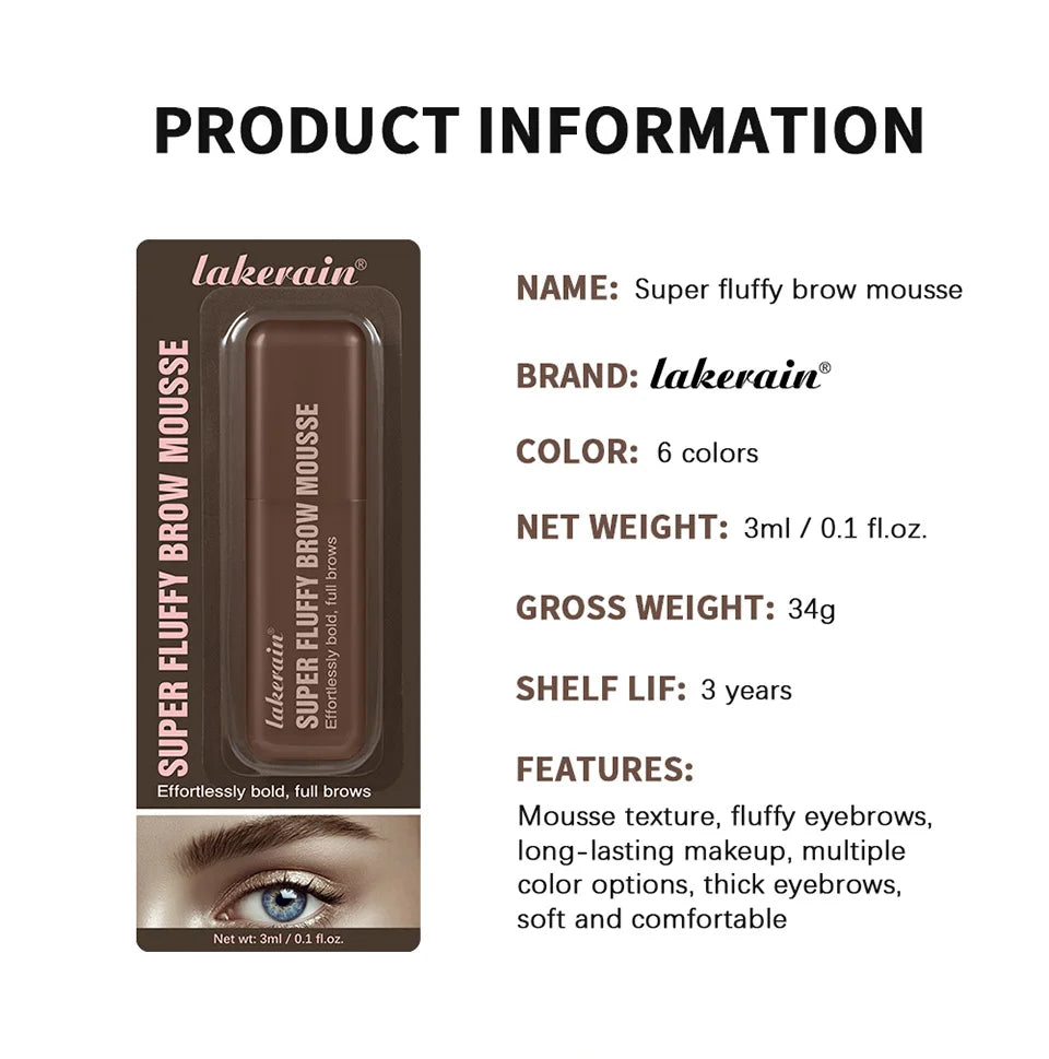 Waterproof Fluffy Brow Mousse for Natural and Volumized Eyebrows
