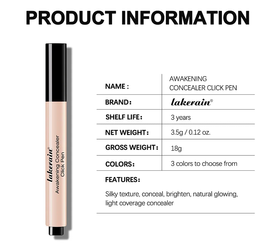 Waterproof Awakening Concealer Click Pen for Natural Brightening Coverage