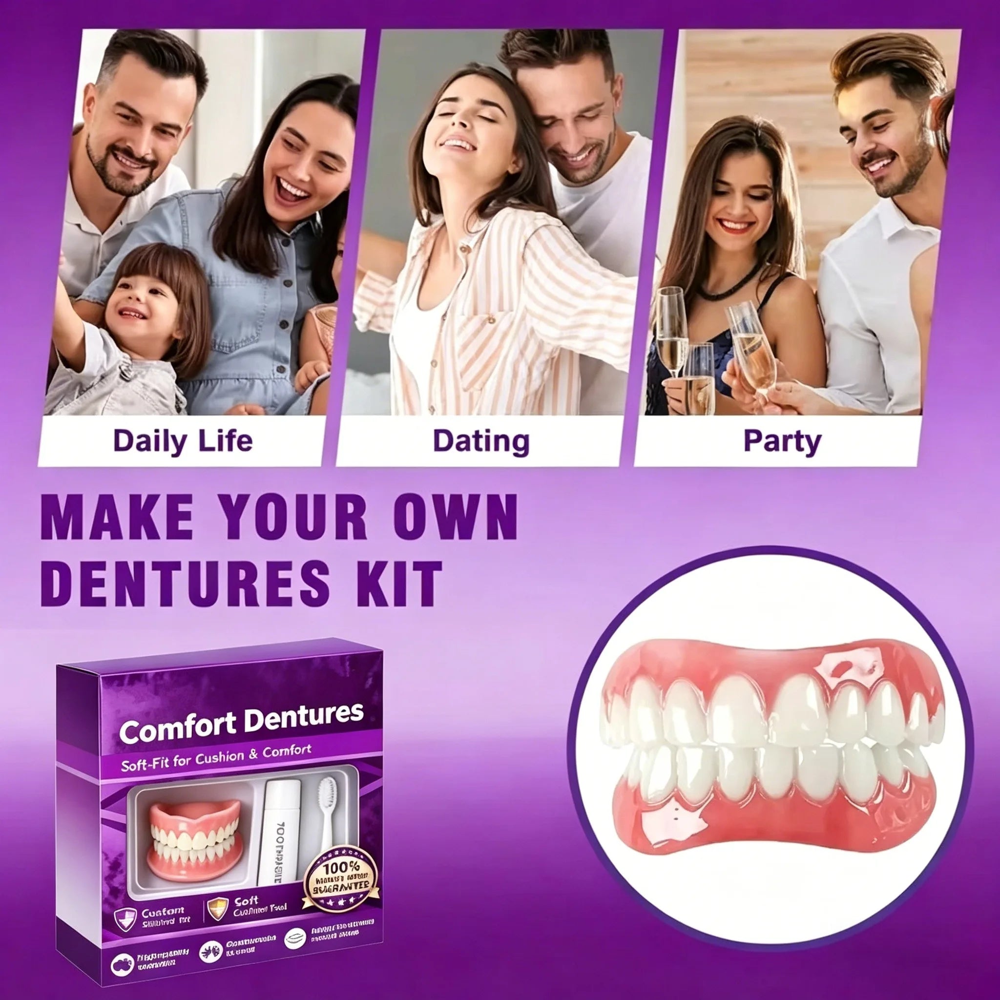 Comfortable Silicone Cosmetic Dentures for Instant Smile Restoration - 4