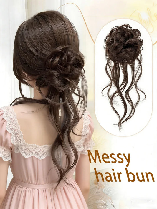 Messy Bun Hairpiece with Tassel for Elegant Natural Hairstyles