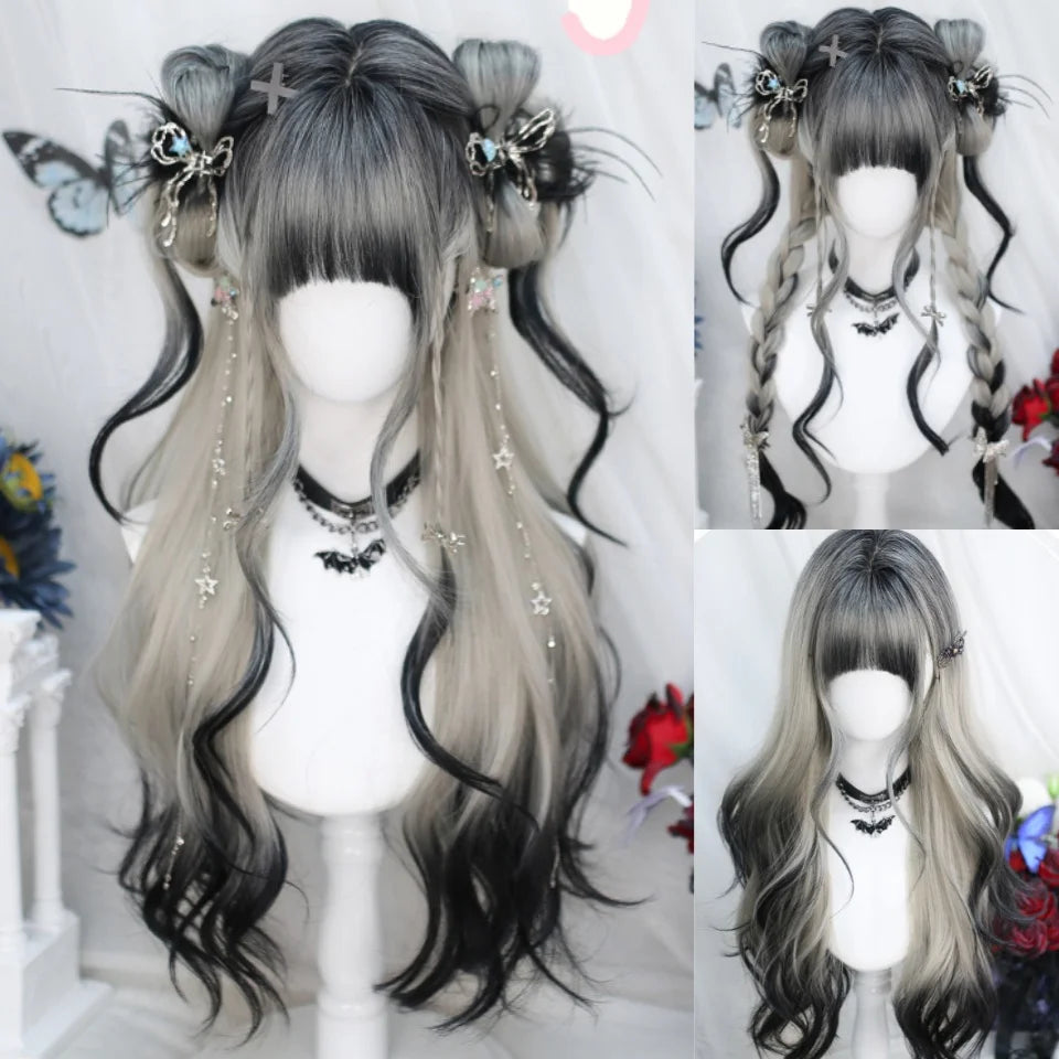 Long Wavy Blonde Cosplay Wig with Bangs - 94