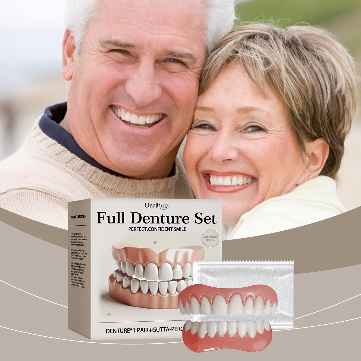 Temporary Silicone Denture Set for Instant Teeth Repair and Smile Makeover