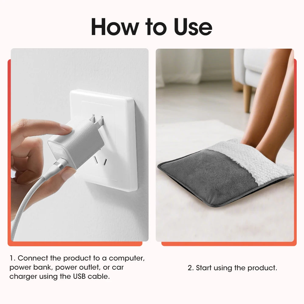 USB Electric Heated Foot Warmer for Home and Office Comfort