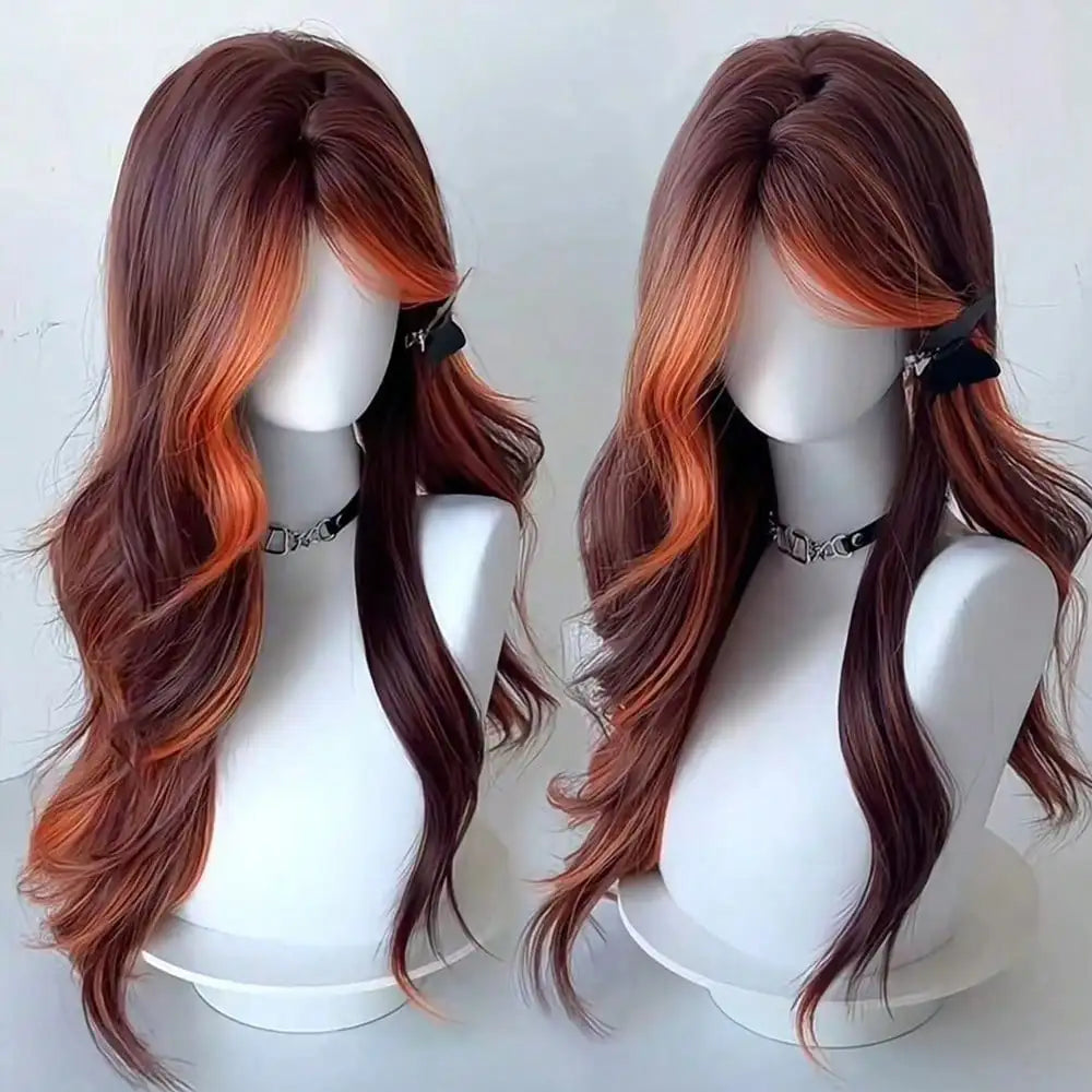 Long Wavy Ombre Green Layered Wig for Cosplay and Daily Wear
