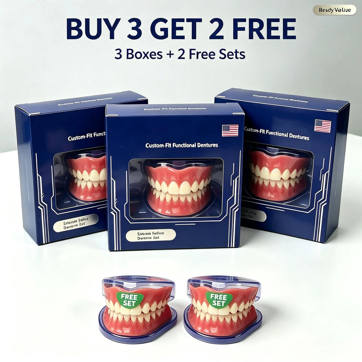 Full-Mouth Silicone Denture Set for Natural Smile and Oral Comfort