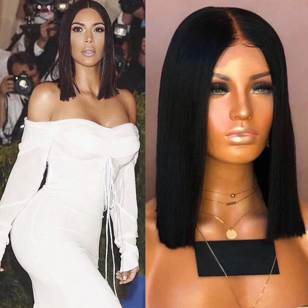 Short Straight Black Bob Wig for Daily Wear and Parties - 2