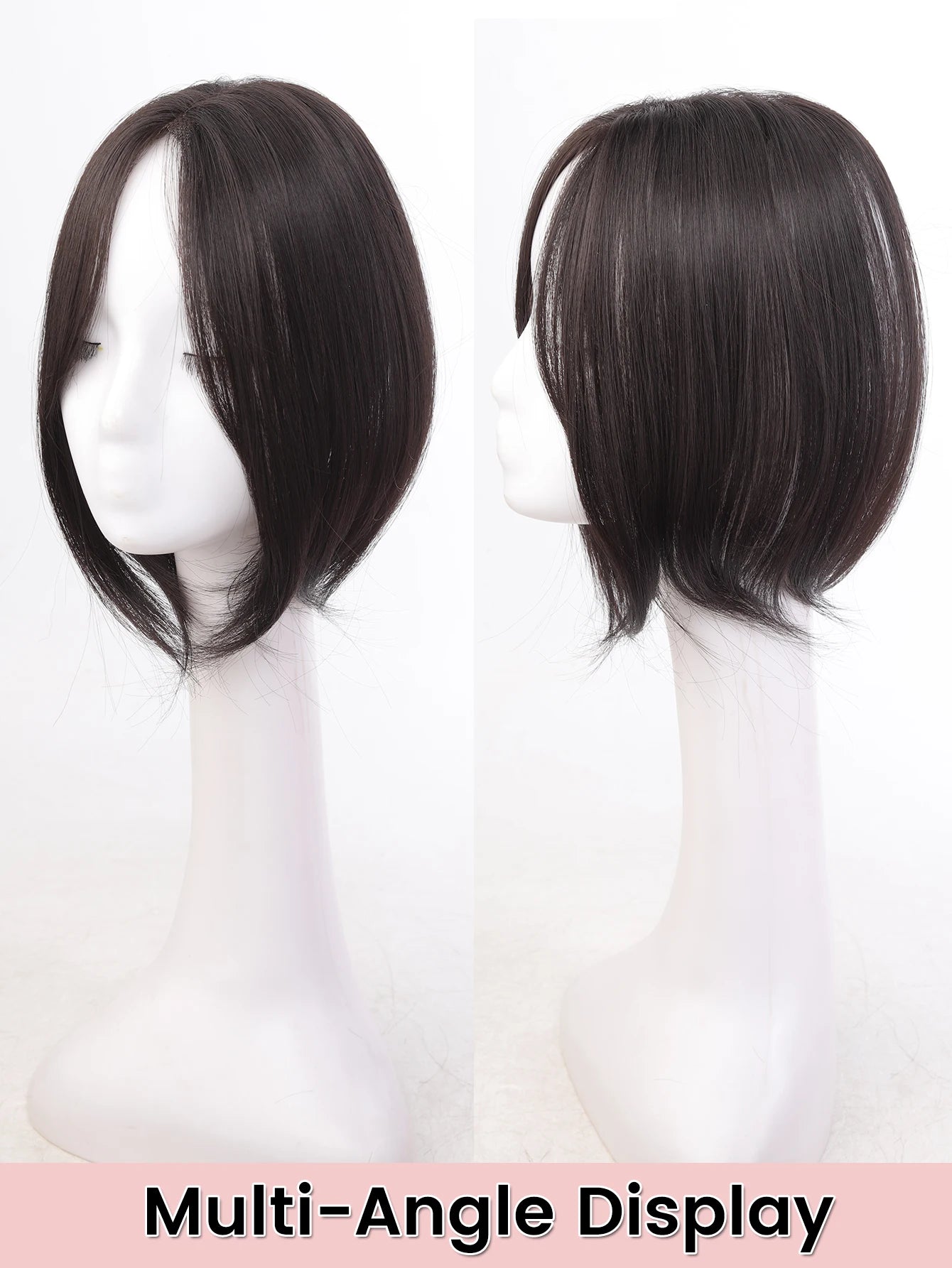 Clip-In Natural Middle Part Hair Bangs Topper for Volume and Style - 13