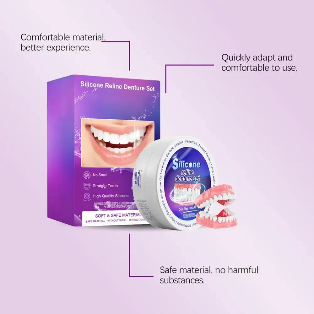 Temporary Silicone Denture Set for Comfortable Smile and Teeth Alignment
