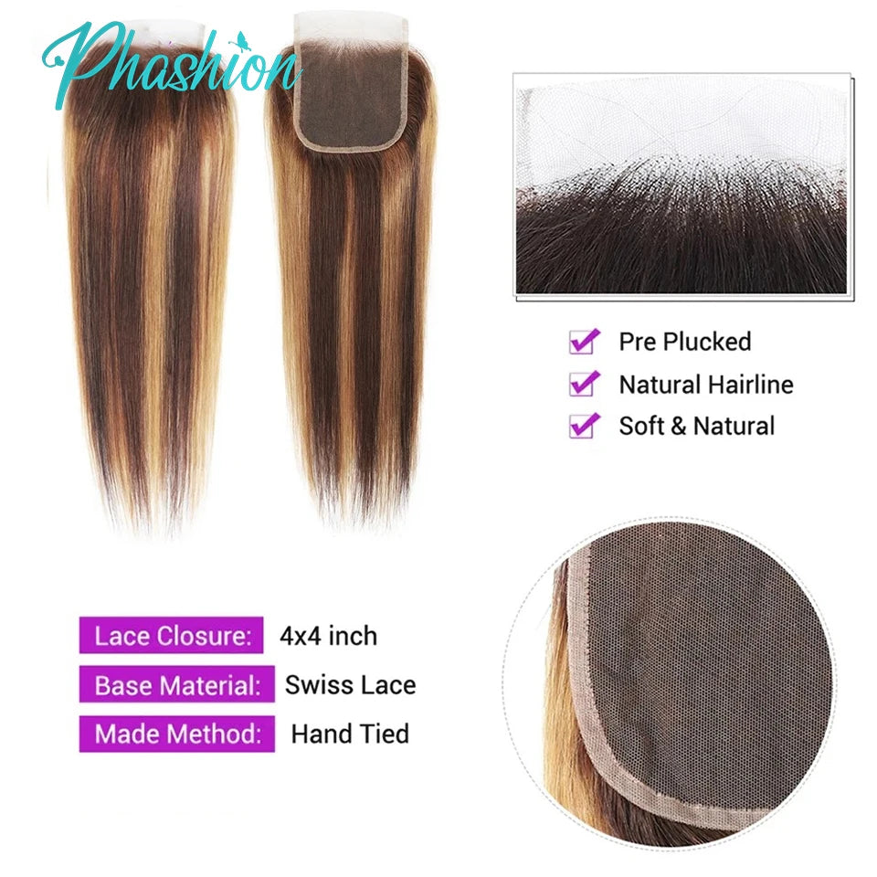 Highlight Human Hair Lace Frontal and Closure - 4