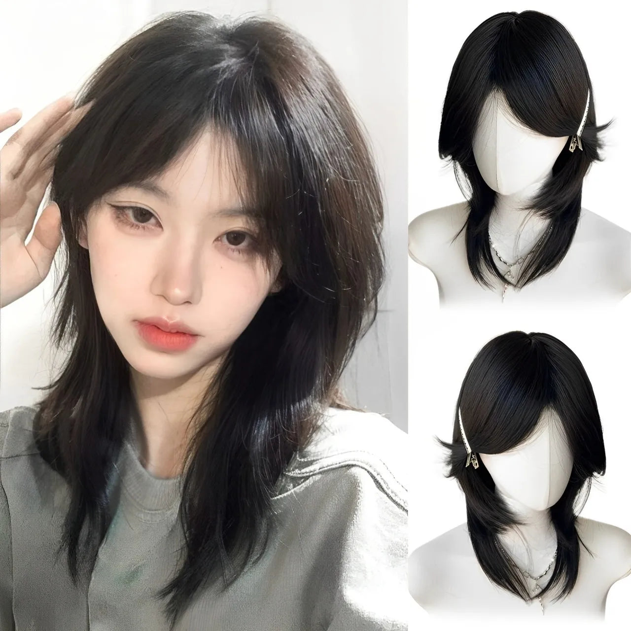 Long Wavy Ginger Synthetic Wig with Bangs - 51