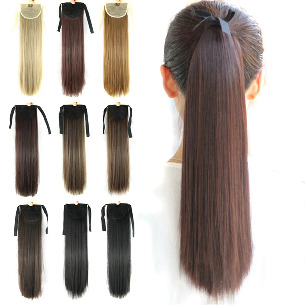 Long Straight Drawstring Ponytail Extension - 1