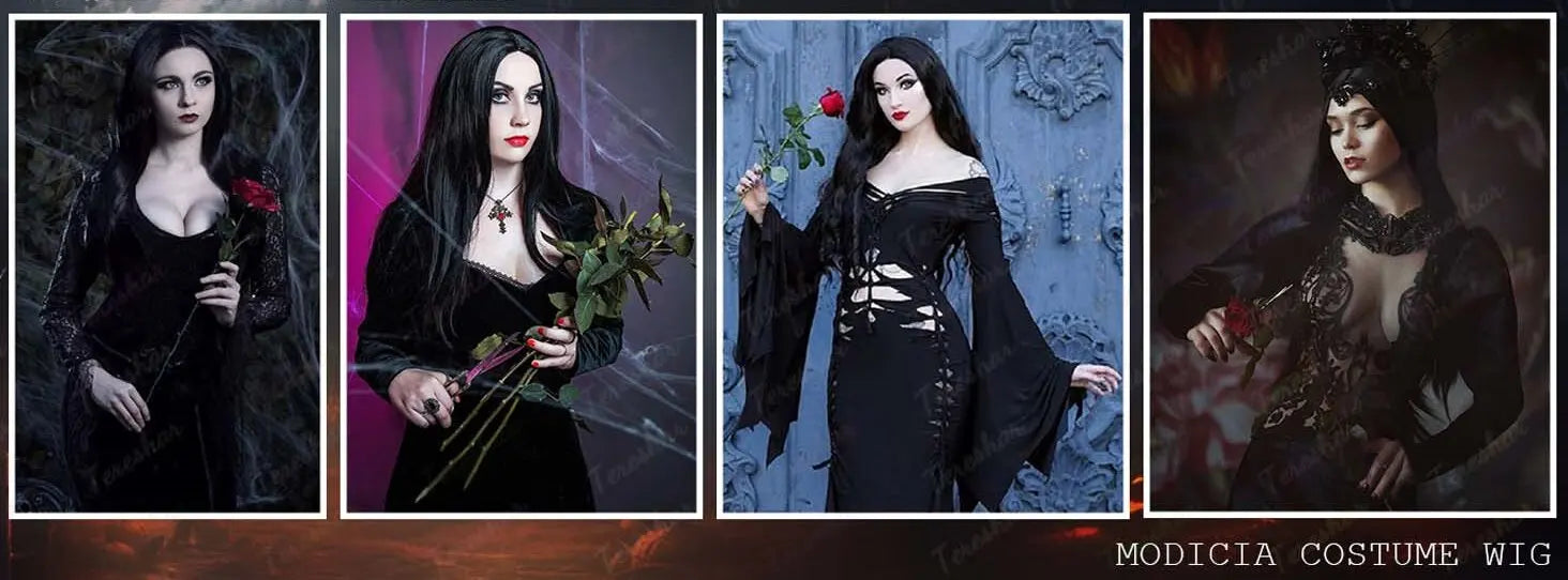 Long Straight Black Costume Wig for Halloween and Cosplay Events - 7