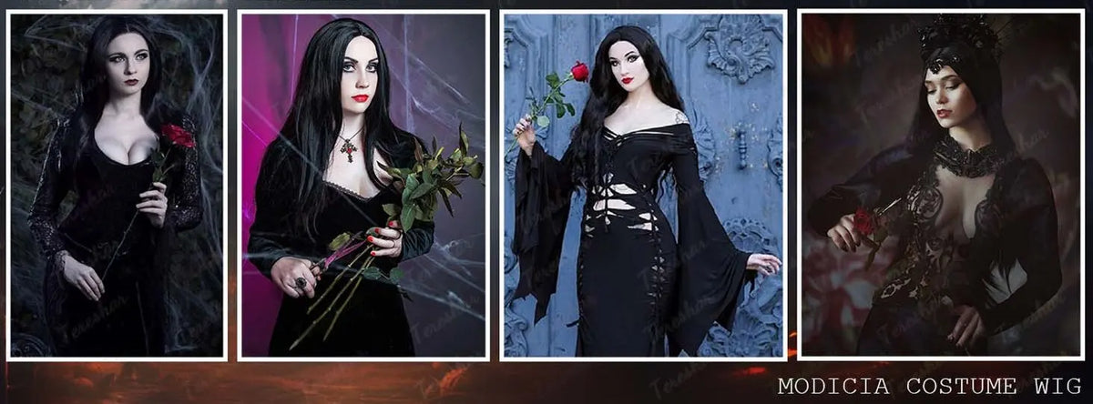 Long Straight Black Costume Wig for Halloween and Cosplay Events
