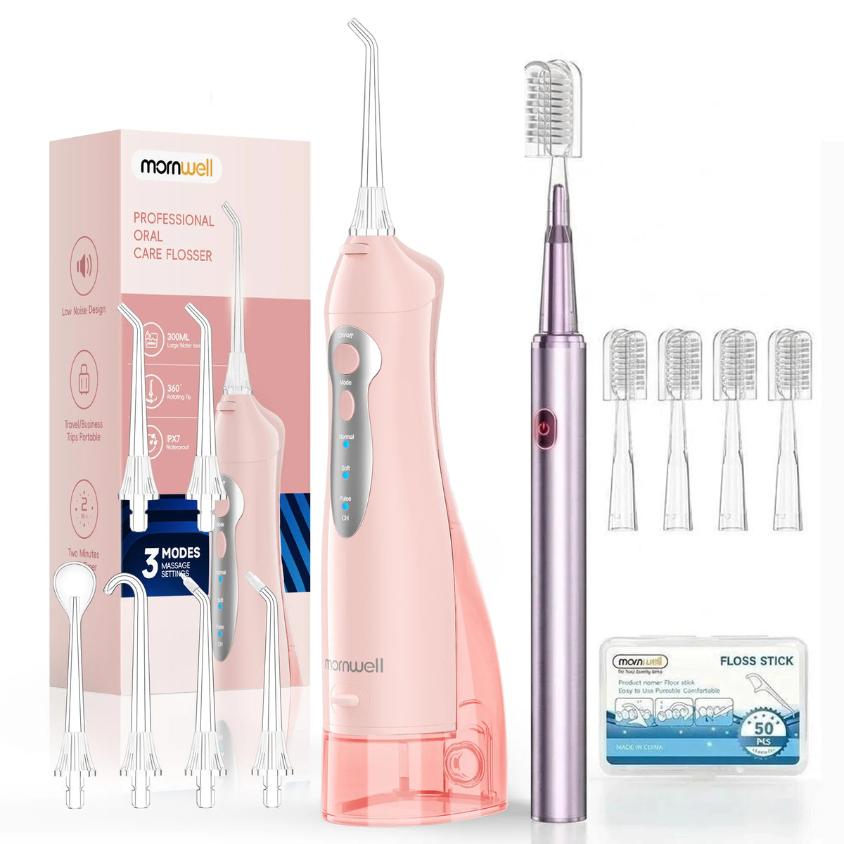 Portable Electric Water Flosser and Toothbrush Oral Care Cleaning Set