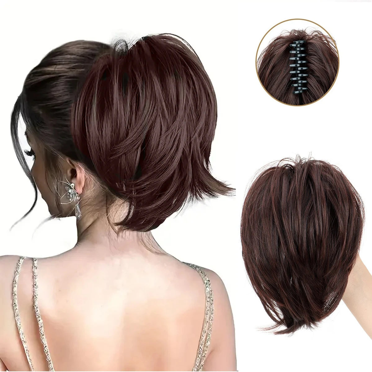 Synthetic Claw Clip Ponytail Extension for Effortless Messy Hair Buns