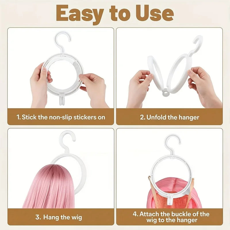 Foldable Hanging Wig Stand for Travel and Storage