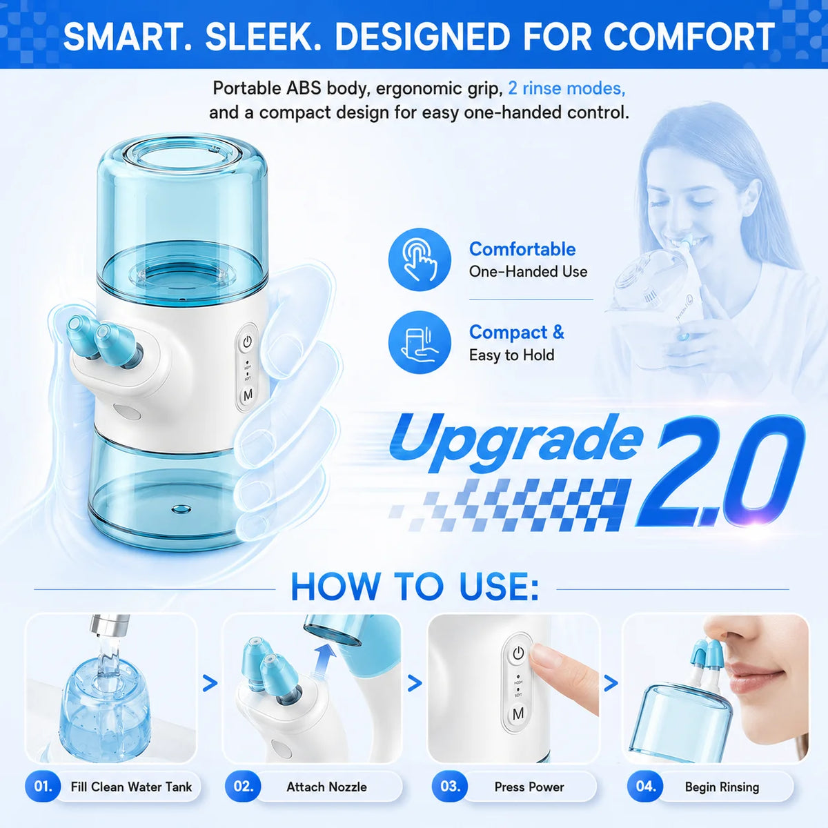 Portable Electric Nasal Irrigator for Sinus Relief and Daily Nasal Care