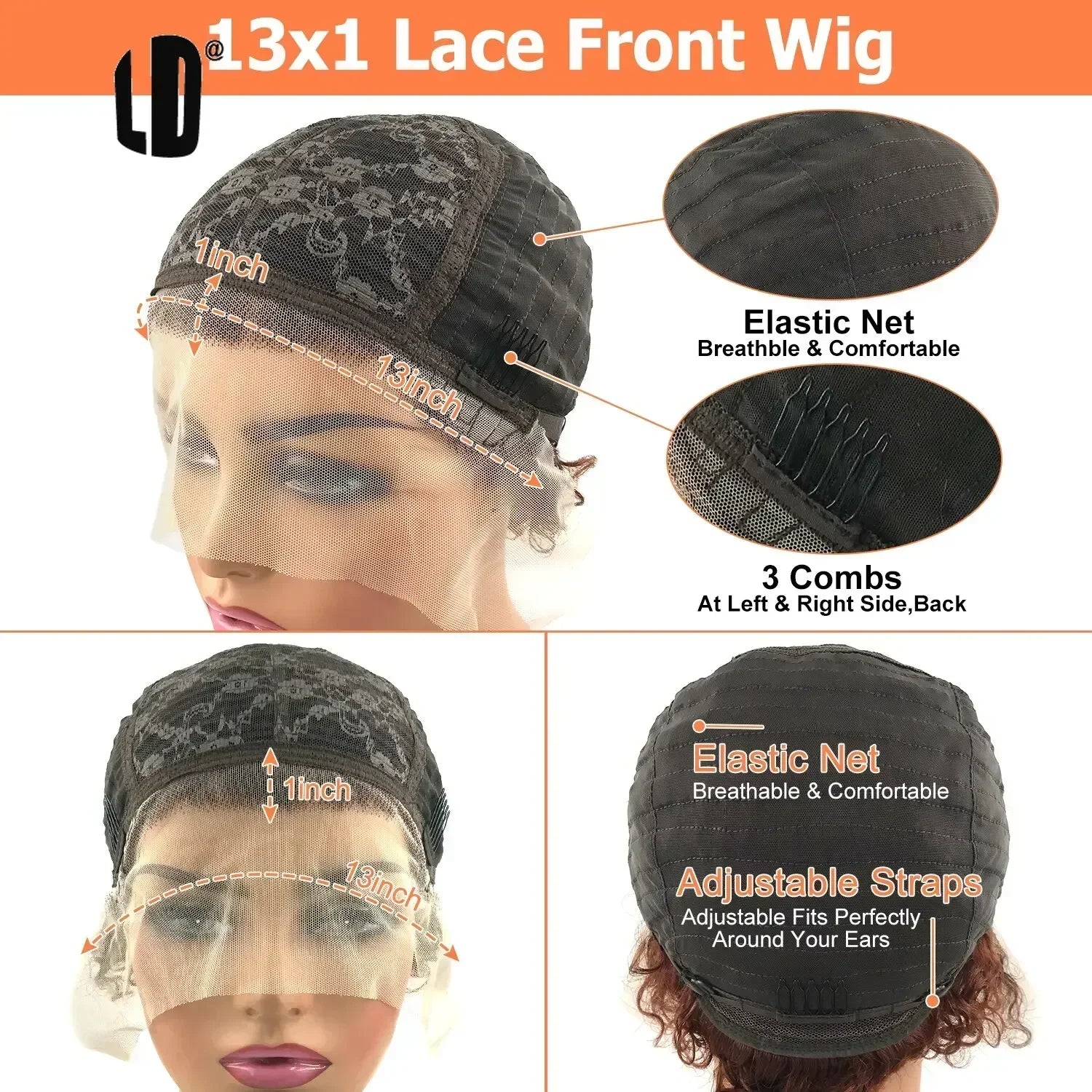 Short Curly Pixie Cut Human Hair Lace Front Wig - 5