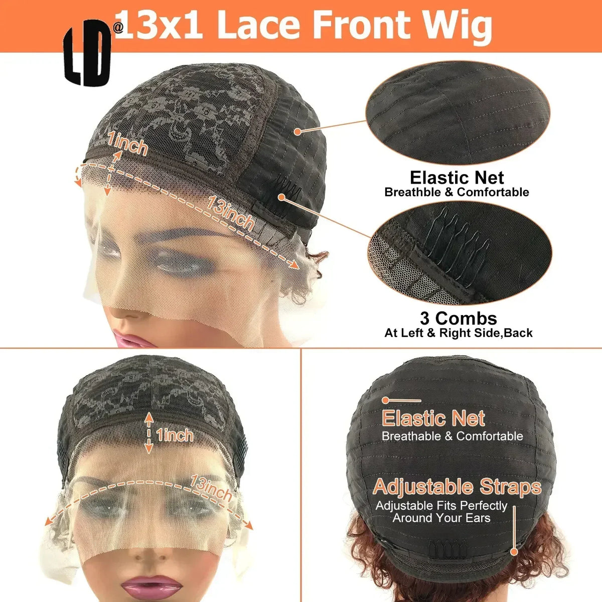Short Curly Pixie Cut Human Hair Lace Front Wig